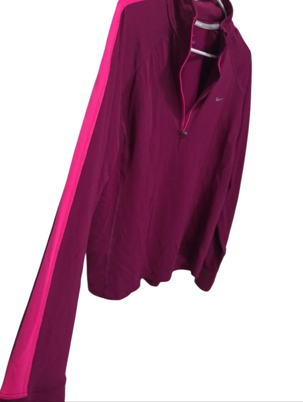 Nike Running Dri-FIT Womens XL Plum Pink 1/2 Zip Pullover Thumbhole Athletic Top